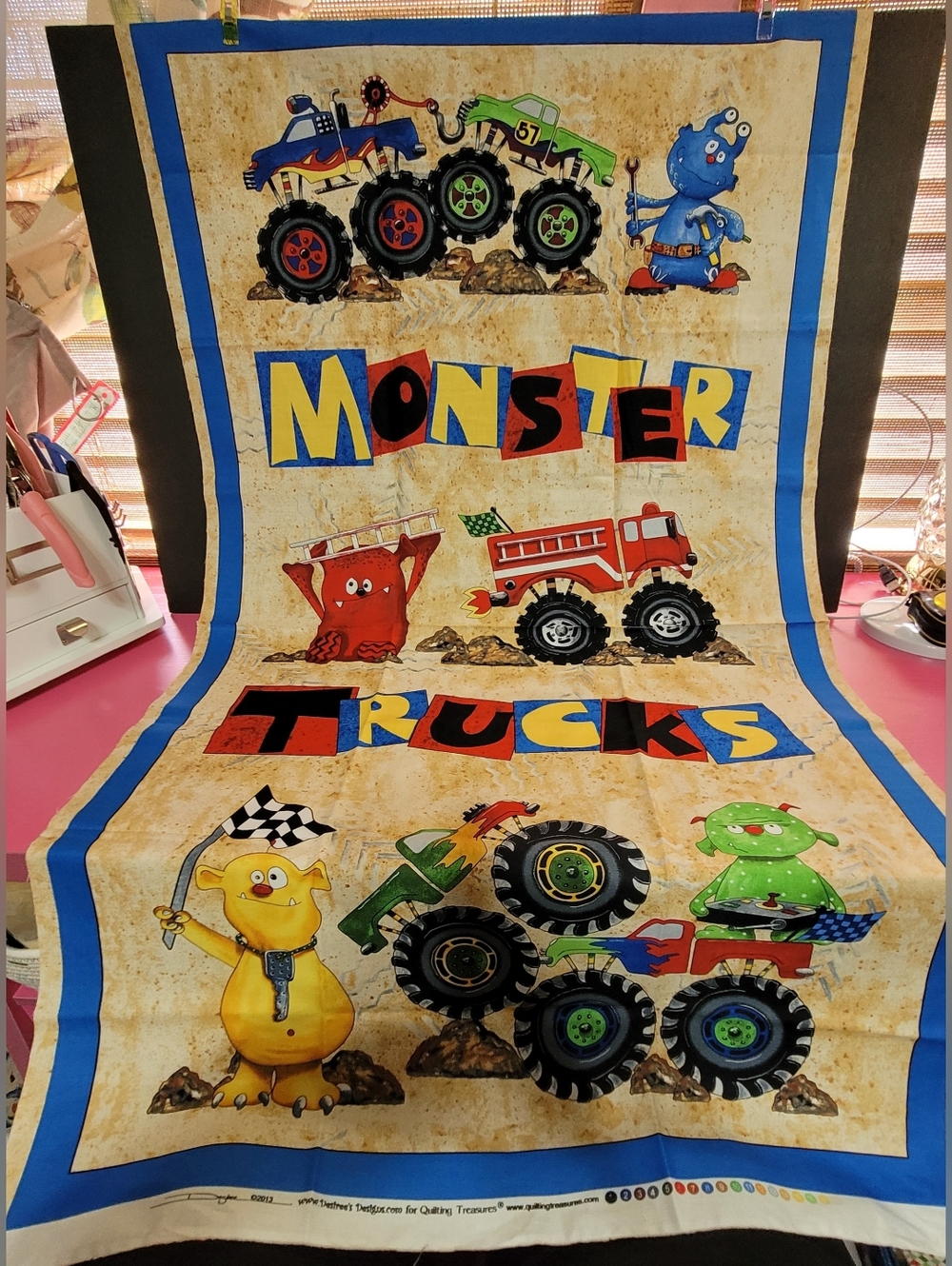 Destree's Designs For Quilting Treasures Monster Trucks Fabric Panel (0694)
